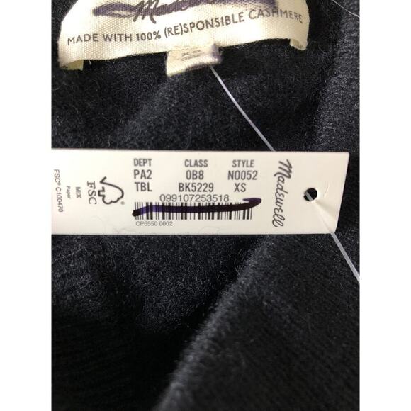 Madewell (Re)sponsible Sweater Cashmere V-Neck Crop Pullover True Black NWT XS - Picture 6 of 9